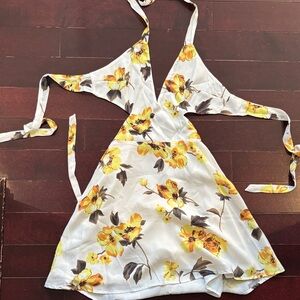 Superdown White Dress with Yellow Floral Accents
